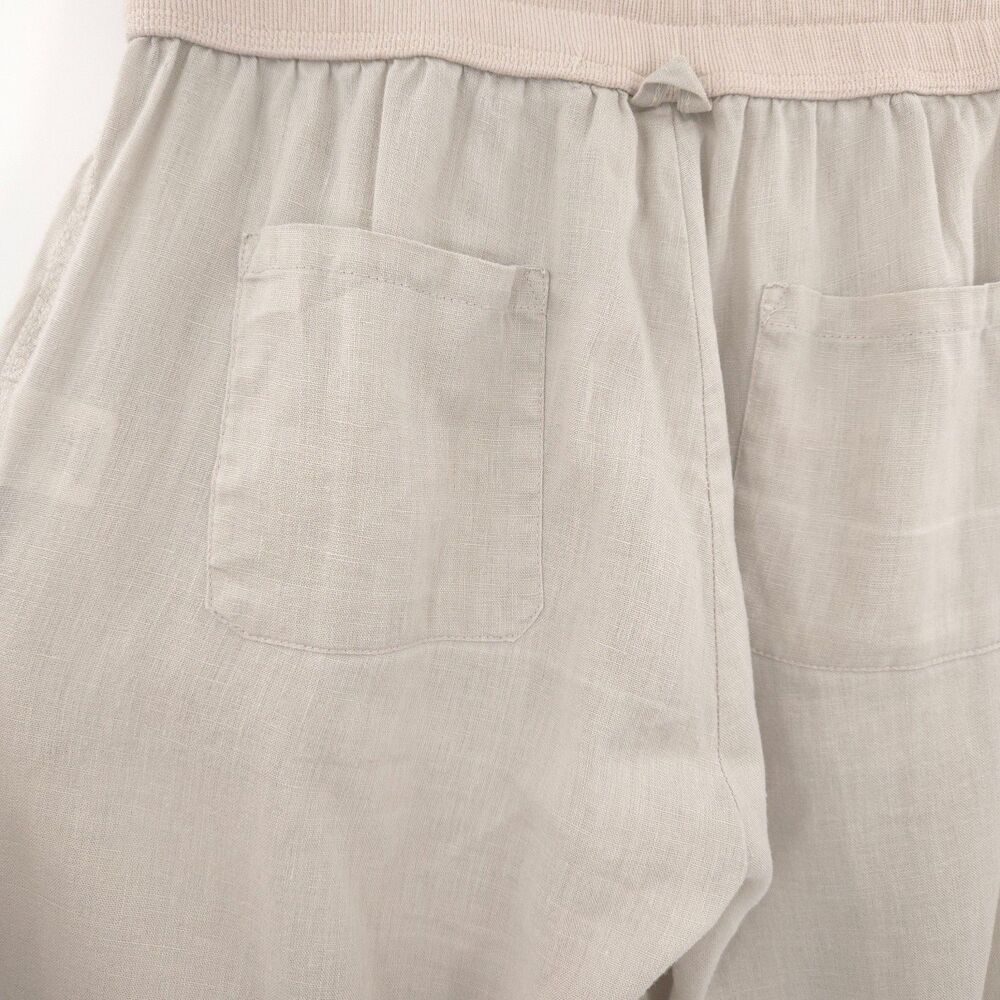 Elan 100% linen pull-on straight pants Size M begie tan elastic drawstring waist - Picture 6 of 8